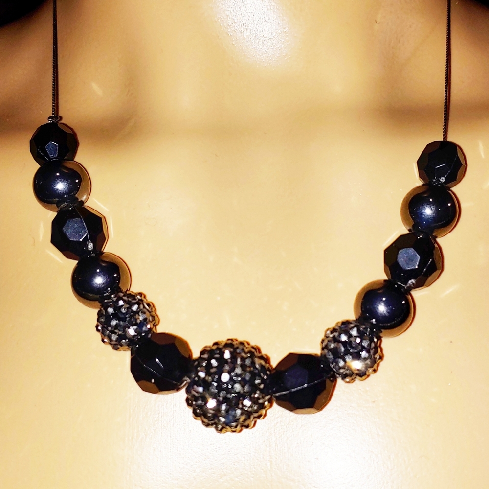 247N047 NWT Pure Expressions Hypo-Allergenic Black & Dark Chrome Necklace